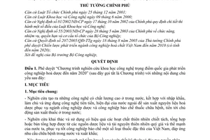 Quyết định 61/2007/QĐ-TTg Chương trình nghiên cứu khoa học công nghệ trọng điểm quốc gia phát triển công nghiệp hoá dược đến năm 2020