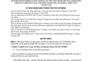 Quyết định 2089/QĐ-UBND phê duyệt Nhiệm vụ quy hoạch chi tiết xây dựng đô thị (1/2000) Khu dân cư Thạnh Mỹ Lợi B, phường Thạnh Mỹ Lợi quận 2