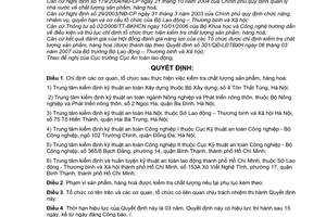 Quyết định 12/2007/QĐ-BLĐTBXH chỉ định tổ chức kiểm tra chất lượng sản phẩm, hàng hoá