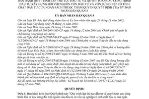 Quyết định 08/2007/QĐ-UBND Quy trình lập thủ tục đầu tư quyết toán công trình xây dựng vốn đầu tư sự nghiệp Ủy ban nhân dân quận 5