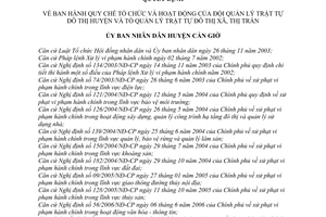 Quyết định 04/2007/QĐ-UBND Quy chế tổ chức hoạt động Đội Quản lý trật tự đô thị huyện Tổ Quản lý
