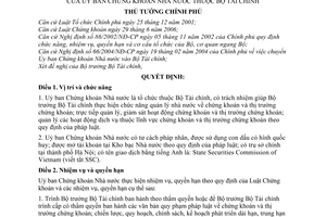 Quyết định 63/2007/QĐ-TTg chức năng nhiệm vụ quyền hạn cơ cấu tổ chức Uỷ ban Chứng khoán Nhà nước Bộ Tài chính