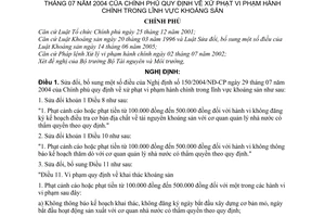 Nghị định 77/2007/NĐ-CP xử phạt vi phạm hành chính trong lĩnh vực khoáng sản sửa đổi NĐ 150/2004/NĐ-CP