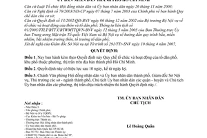 Quyết định 72/2007/QĐ-UBND Quy chế tổ chức hoạt động tổ dân phố khu phố