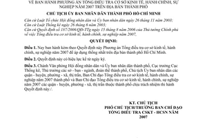 Quyết định 2109/QĐ-UBND Phương án Tổng điều tra cơ sở kinh tế hành chính sự nghiệp năm 2007 địa bàn thành phố