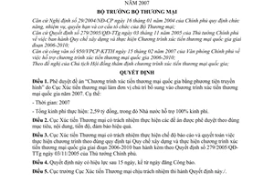 Quyết định 09/2007/QĐ-BTM phê duyệt bổ sung Chương trình xúc tiến thương mại quốc gia năm 2007