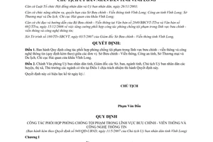 Quyết định 948/QĐ-UBND năm 2007 phòng chống tội phạm bưu chính viễn thông