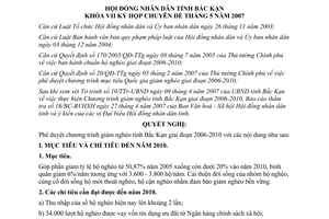 Nghị quyết 03/2007/NQ-HĐND phê duyệt chương trình giảm nghèo giai đoạn 2006 2010 Bắc Kạn