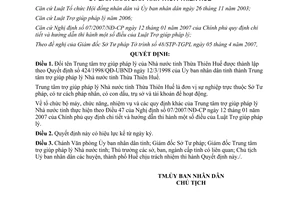 Quyết định 1123/QĐ-UBND đổi tên Trung tâm trợ giúp pháp lý của Nhà nước tỉnh Thừa Thiên Huế