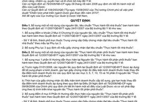 Quyết định 29/2007/QĐ-BYT bổ sung nguyên tắc tiêu chuẩn Thực hành tốt nhà thuốc hướng dẫn 11/2007/QĐ-BYT 12/2007/QĐ-BYT