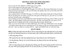 Nghị quyết 07/2007/NQ-HĐND  cơ chế hỗ trợ vùng trồng trọt sản xuất hàng hoá