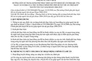 Thông tư liên tịch  46/2007/TTLT-BTC–BLĐTBXH  Hướng dẫn sử dụng kinh phí thực hiện QĐ 239/2006/QĐ- TTg