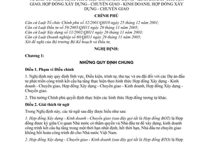 Nghị định 78/2007/NĐ-CP đầu tư theo hợp đồng xây dựng kinh doanh chuyển giao kinh doanh