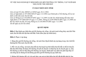 Quyết định 26/2007/QĐ-UBND đơn giá bồi thường cây trồng, vật nuôi