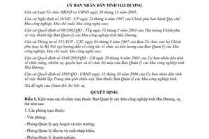 Quyết định 1781/QĐ-UBND năm 2007 kiện toàn tổ chức trực thuộc Ban Quản lý