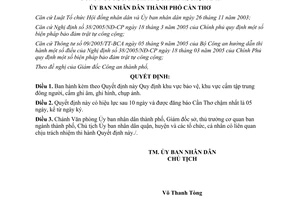 Quyết định 17/2007/QĐ-UBND khu vực cấm tập trung đông người Cần Thơ