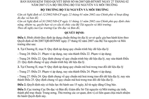 Quyết định 08/2007/QĐ-BTNMT áp dụng chuẩn thông tin địa lý cơ sở quốc gia đính chính Quyết định 06/2007/QĐ-BTNMT