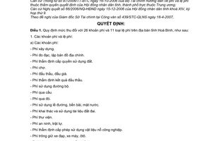 Quyết định 04/2007/QĐ-UBND mức thu các khoản phí, lệ phí