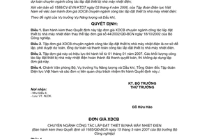 Quyết định 1685/QĐ-BCN năm 2007 Đơn giá xây dựng cơ bản lắp đặt thiết bị Nhà máy nhiệt điện