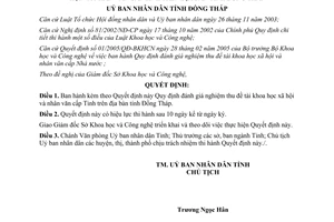 Quyết định 26/2007/QĐ-UBND nghiệm thu đề tài khoa học xã hội nhân văn Đồng Tháp