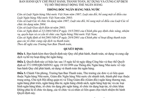 Quyết định 20/2007/QĐ-NHNN Quy chế phát hành, thanh toán, sử dụng cung cấp dịch vụ hỗ trợ hoạt động thẻ ngân hàng