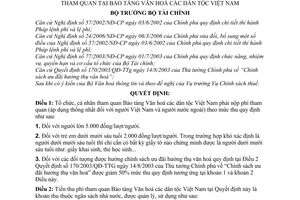 Quyết định 34/2007/QĐ-BTC quy định mức chế độ thu nộp quản lý sử dụng phí tham quan Bảo tàng Văn hoá các dân tộc Việt Nam