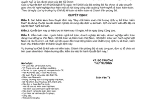 Quyết định 32/2007/QĐ-BTC Quy chế kiểm soát chất lượng dịch vụ kế toán kiểm toán