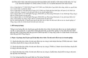 Thông tư 47/2007/TT-BTC hướng dẫn chuyển giao quyền đại diện CSH vốn nhà nước đầu tư doanh nghiệp Tổng công ty đầu tư kinh doanh vốn nhà nước