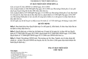 Quyết định 13/2007/QĐ-UBND Cơ chế quản lý, điều hành, tổ chức thực hiện Dự án tái định cư thủy điện Sơn La