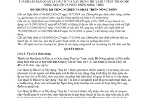 Quyết định 44/2007/QĐ-BNN thành lập Ban Quản lý Đầu tư Xây dựng Thuỷ lợi 7 Bộ Nông nghiệp Phát triển nông thôn