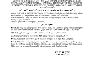 Quyết định 42/2007/QĐ-BNN bổ sung giống vật nuôi vào Danh mục hướng dẫn Quyết định 67/2005/QĐ-BNN