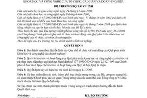 Quyết định 36/2007/QĐ-BTC Quy chế tổ chức hoạt động Quỹ phát triển khoa học công nghệ của tổ chức cá nhân doanh nghiệp