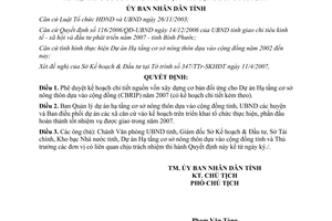 Quyết định 798/QĐ-UBND 2007 kế hoạch vốn xây dựng cơ bản Dự án CBRIP Bình Phước