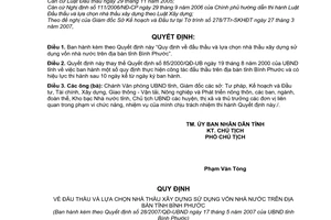 Quyết định 28/2007/QĐ-UBND Quy định đấu thầu lựa chọn nhà thầu xây dựng