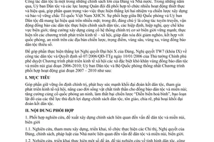 Chương trình phối hợp hoạt động 2007-2010 336/CTPH/BQP-UBDT ổn định chính trị kinh tế đại đoàn kết đời sống đồng bào quốc phòng an ninh bạo loạn