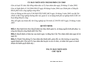 Quyết định 18/2007/QĐ-UBND quản lý kinh phí phục vụ công tác khuyến công Cần Thơ