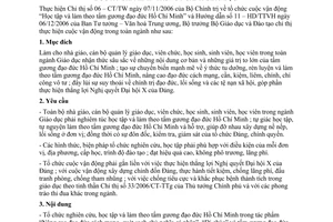 Chỉ thị 2516/CT-BGDĐT cuộc vận động học tập  tấm gương đạo đức Hồ Chí Minh