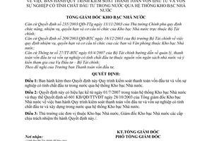 Quyết định 297/QĐ-KBNN  quy trình kiểm soát thanh toán vốn đầu tư và vốn sự nghiệp tính chất đầu tư trong nước hệ thống Kho bạc nhà nước