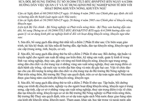 Thông tư liên tịch 50/2007/TTLT-BTC-BNN- BTS  hướng dẫn việc quản lý và sử dụng kinh phí sự nghiệp kinh tế đối với hoạt động khuyến nông, khuyến ngư