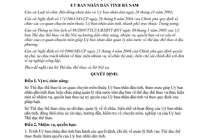 Quyết định 09/2007/QĐ-UBND chức năng nhiệm vụ quyền hạn tổ chức Sở Thể dục Thể thao Hà Nam