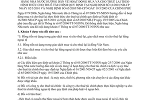 Thông tư  02/2007/TT-NHNN sửa đổi khoản 5 07/2006/TT-NHNN hoạt động mua cho thuê lại hình thức cho thuê tài chính NĐ 16/2001/NĐ-CP 65/2005/NĐ-CP