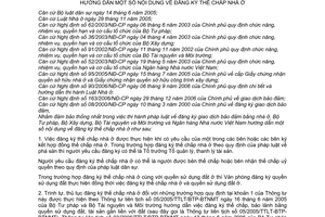 Thông tư liên tịch  05/2007/TTLT-BTP-BXD-BTNMT-NHNN  hướng dẫn  nội dung về đăng ký thế chấp nhà ở