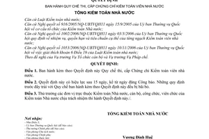 Quyết định 01/2007/QĐ-KTNN quy chế thi, cấp Chứng chỉ Kiểm toán viên nhà nước