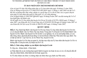Quyết định 79/2007/QĐ-UBND thành lập Bệnh viện huyện Củ Chi thuộc Ủy ban nhân dân huyện Củ Chi