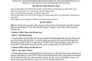 Quyết định 11/2007/QĐ-BTM sửa đổi Quy chế đại lý kinh doanh xăng dầu hướng dẫn Quyết định 1505/2003/QĐ-BTM