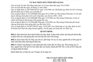 Quyết định 22/2007/QĐ-UBND  thực hiện chính sách khuyến khích đầu tư