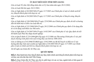 Quyết định 21/2007/QĐ-UBND khuyến khích phát triển hợp tác xã thủy sản Tiền Giang