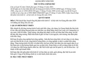 Quyết định 71/2007/QĐ-TTg phê duyệt Quy hoạch tổng thể phát triển kinh tế - xã hội tỉnh An Giang đến năm 2020