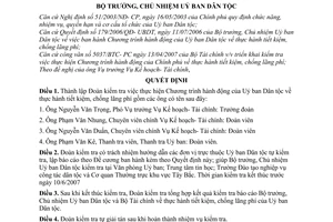 Quyết định 156/QĐ- UBDT thành lập Đoàn kiểm tra thực hiện Chương trình hành động Uỷ ban Dân tộc thực hành tiết kiệm, chống lãng phí