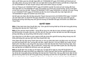 Quyết định 1511/2007/QĐ-UBND Đơn giá bồi thường thiệt hại tài sản